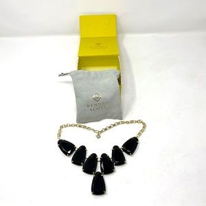 NWOT Kendra Scott Black and Gold Harlow Necklace